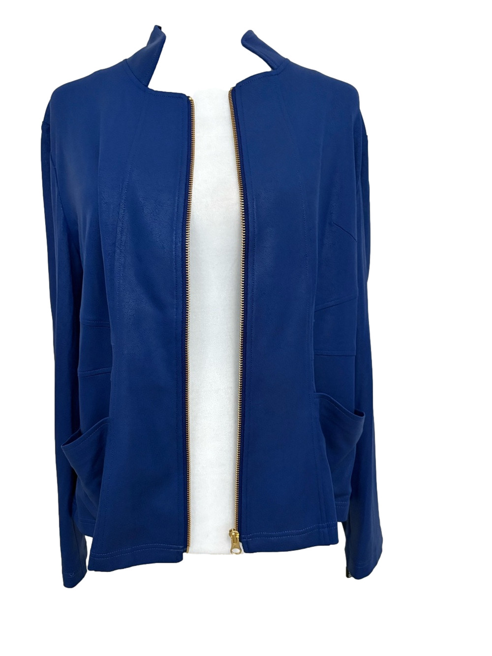 Clara Sun Woo Cobalt Blue Zip-Front Women's Jacket With Pockets